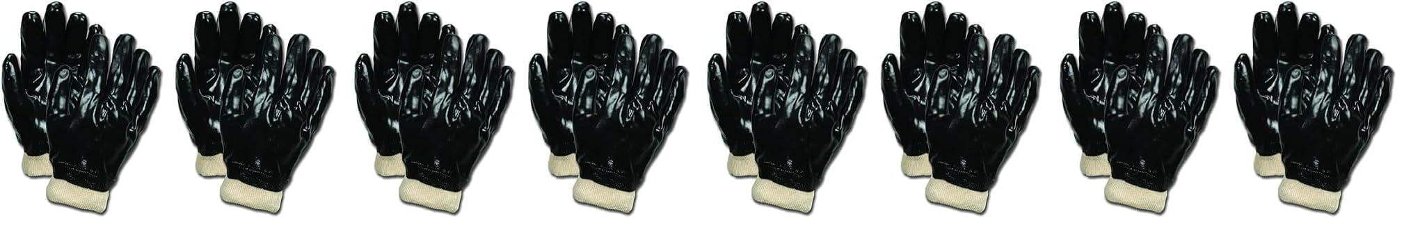 MCR SAFETY Memphis 6100 PVC Dipped Gloves With Knit Wrist, One Size, Black, Pack of 12 Pairs
