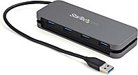 StarTech.com 4 Port USB 3.0 Hub - USB-A to 4X USB-A - SuperSpeed 5Gbps Portable USB 3.1 Gen 1 Type-A Hub - USB Bus Powered - Laptop/Desktop USB Hub with Long Cable 11" & Cable Management (HB30AM4AB)