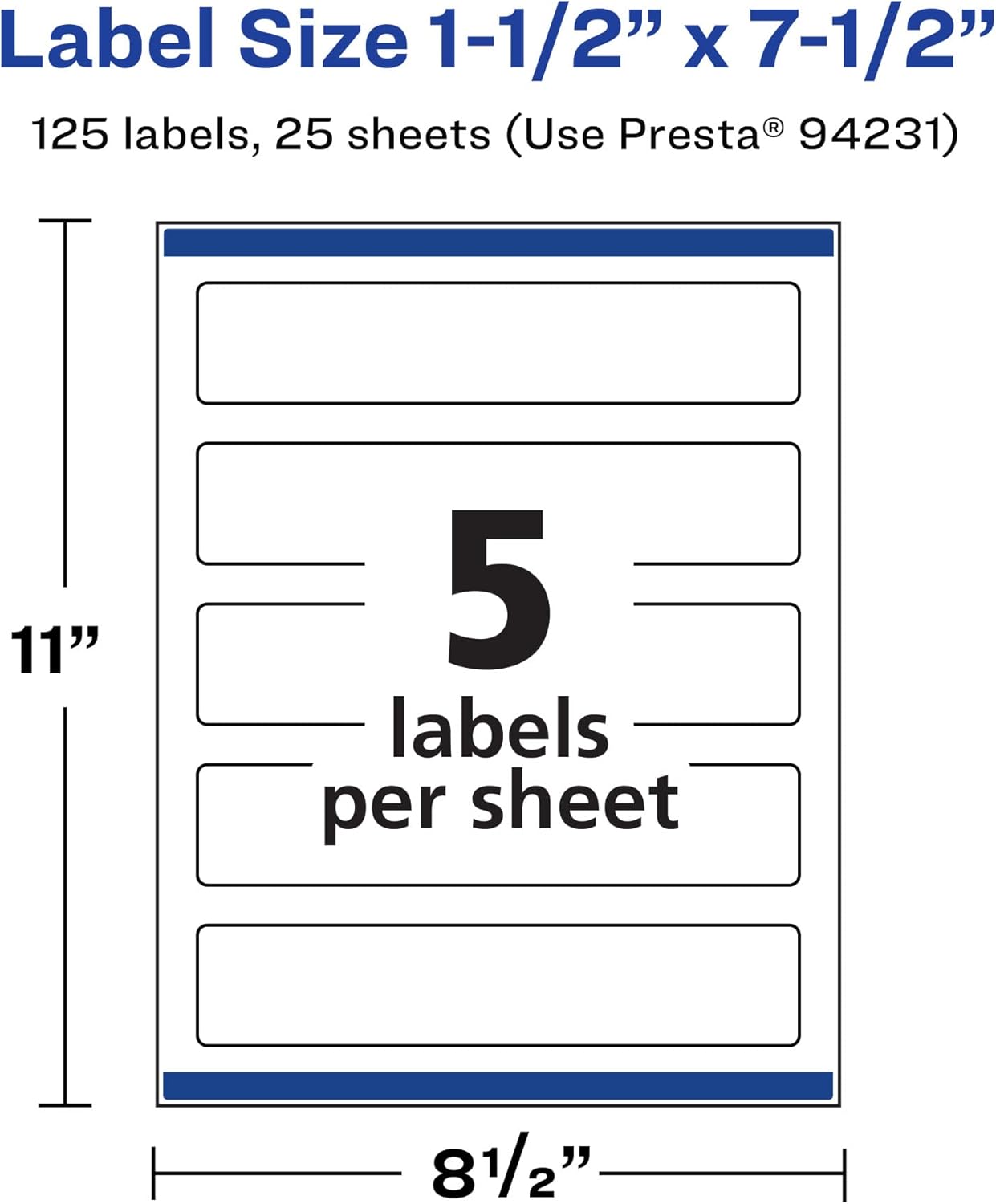 AVERY Matte White Rectangle Labels, Sure Feed Technology, 1.5" x 7.5"