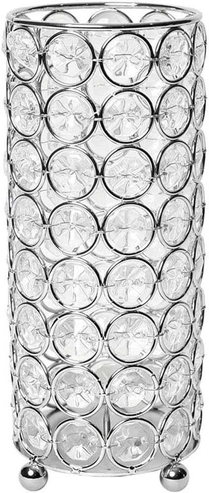 Elegant Designs HG1003-CHR Elipse Crystal Decorative Flower Vase, Candle Holder, Wedding Centerpiece, 7.5 Inch