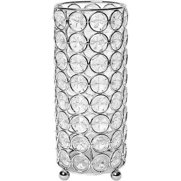 Elegant Designs HG1003-CHR Elipse Crystal Decorative Flower Vase, Candle Holder, Wedding Centerpiece, 7.5 Inch, Chrome 7.75 Inch 1