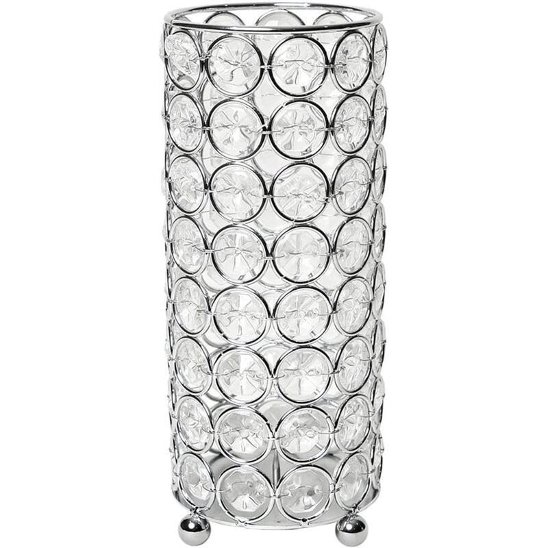 Elegant Designs HG1003-CHR Elipse Crystal Decorative Flower Vase, Candle Holder, Wedding Centerpiece, 7.5 Inch, Chrome 7.75 Inch 1