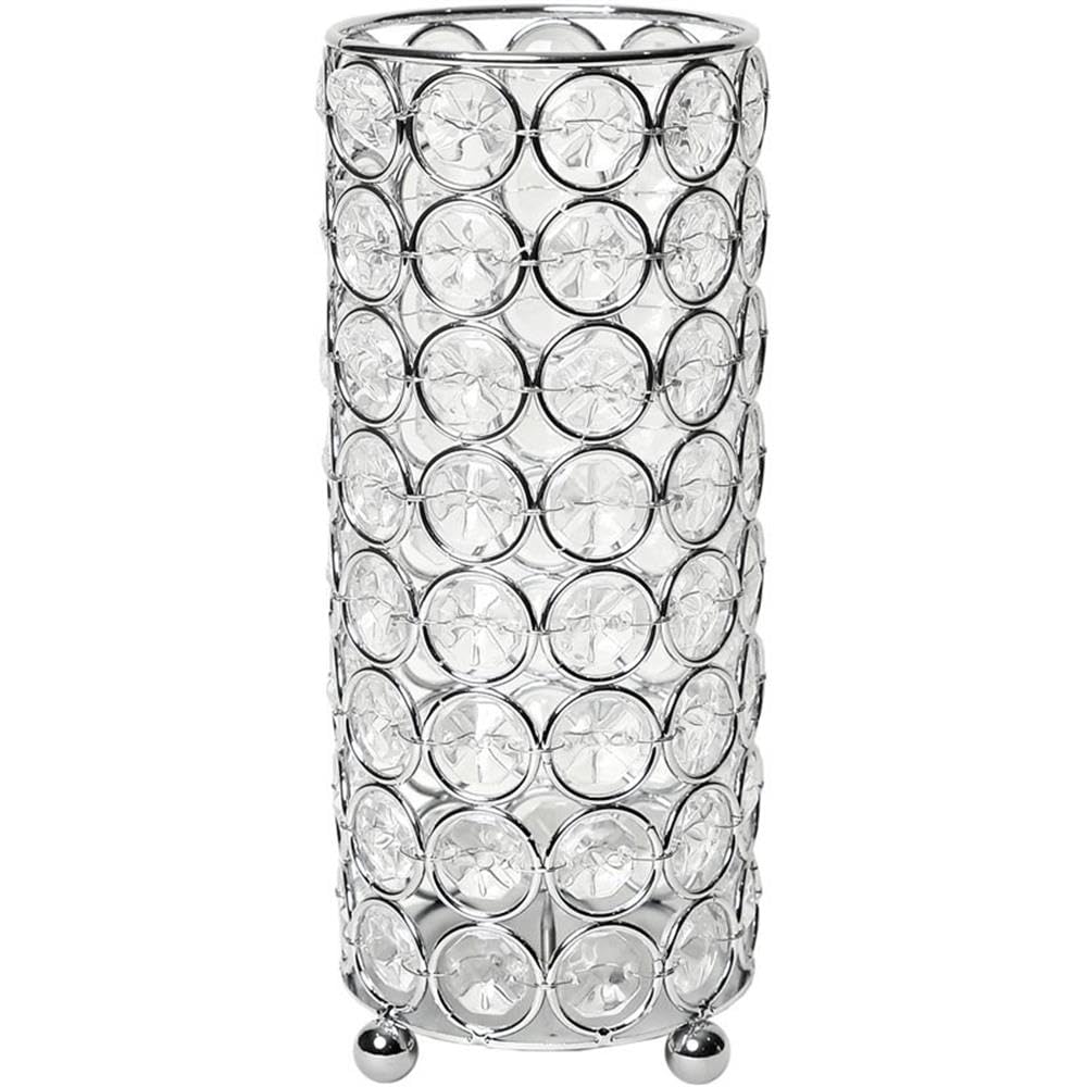 Elegant Designs HG1003-CHR Elipse Crystal Decorative Flower Vase, Candle Holder, Wedding Centerpiece, 7.5 Inch
