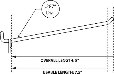 Azar Displays Glass-Filled Nylon Hooks For Pegboards, 8in, White, Pack Of 50 Hooks