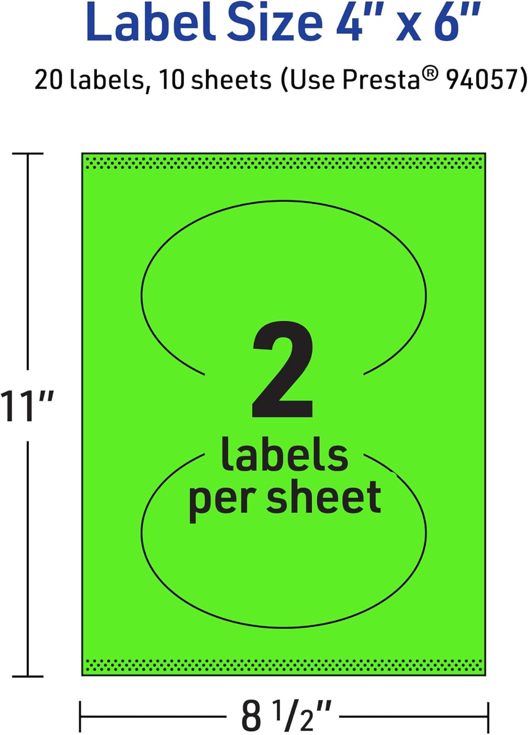 AVERY Printable Oval Labels, Sure Feed Technology, 4 x 6, Neon Green, Print-to-The-Edge, Laser/Inkjet