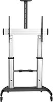 StarTech.com Mobile TV Stand - Heavy Duty TV Cart for 60-100" Display (100kg/220lb) - Height Adjustable Rolling Flat Screen Floor Standing on Wheels - Universal Television Mount w/Shelves (STNDMTV100)