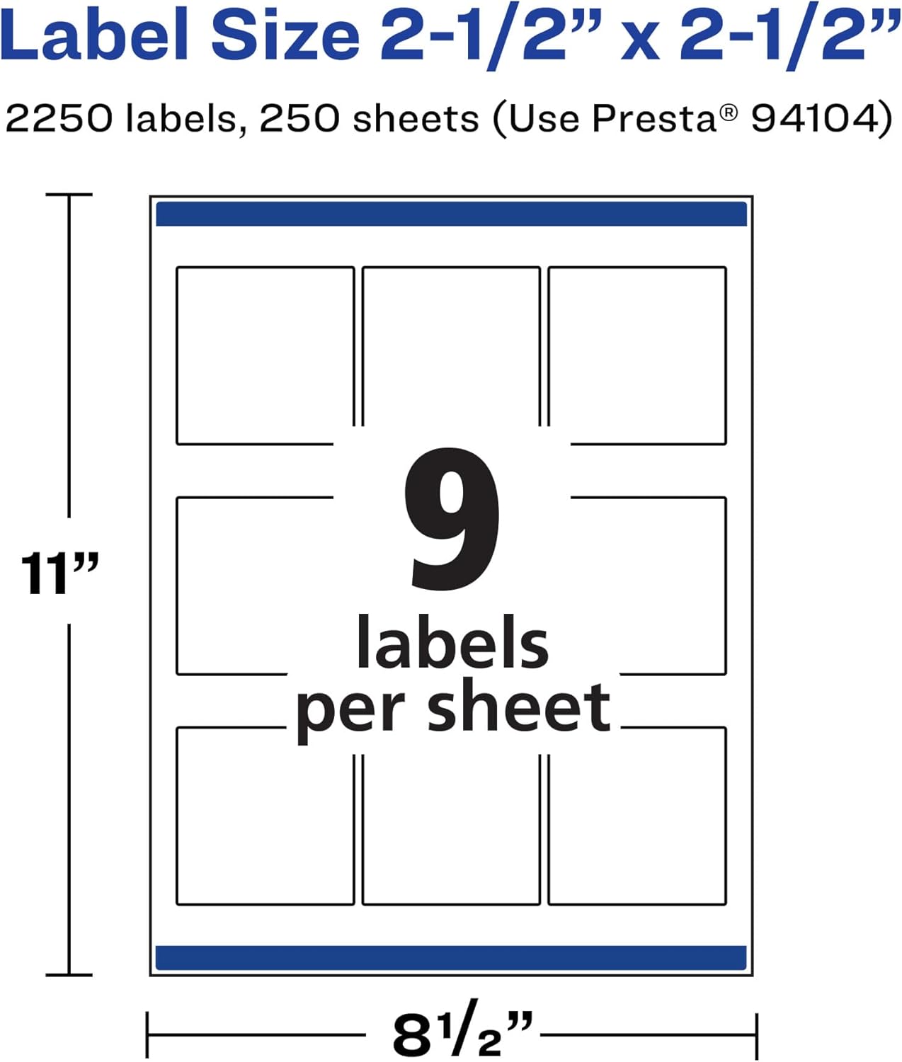 Avery Matte White Square Labels 2.5 x 2.5 - Sure Feed