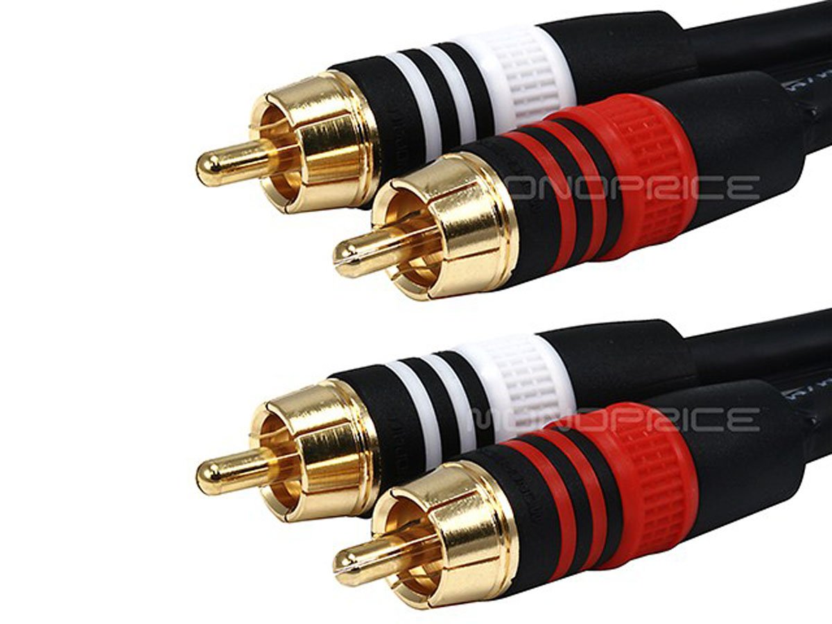 Monoprice Premium Two-Channel RCA Audio Cable - 2 RCA Plug to 2 RCA Plug, 22AWG RG-59