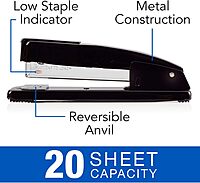 Swingline Commercial Stapler, 20 Sheet Capacity, Jam Free, Metal, Black (44401) Pack of 1