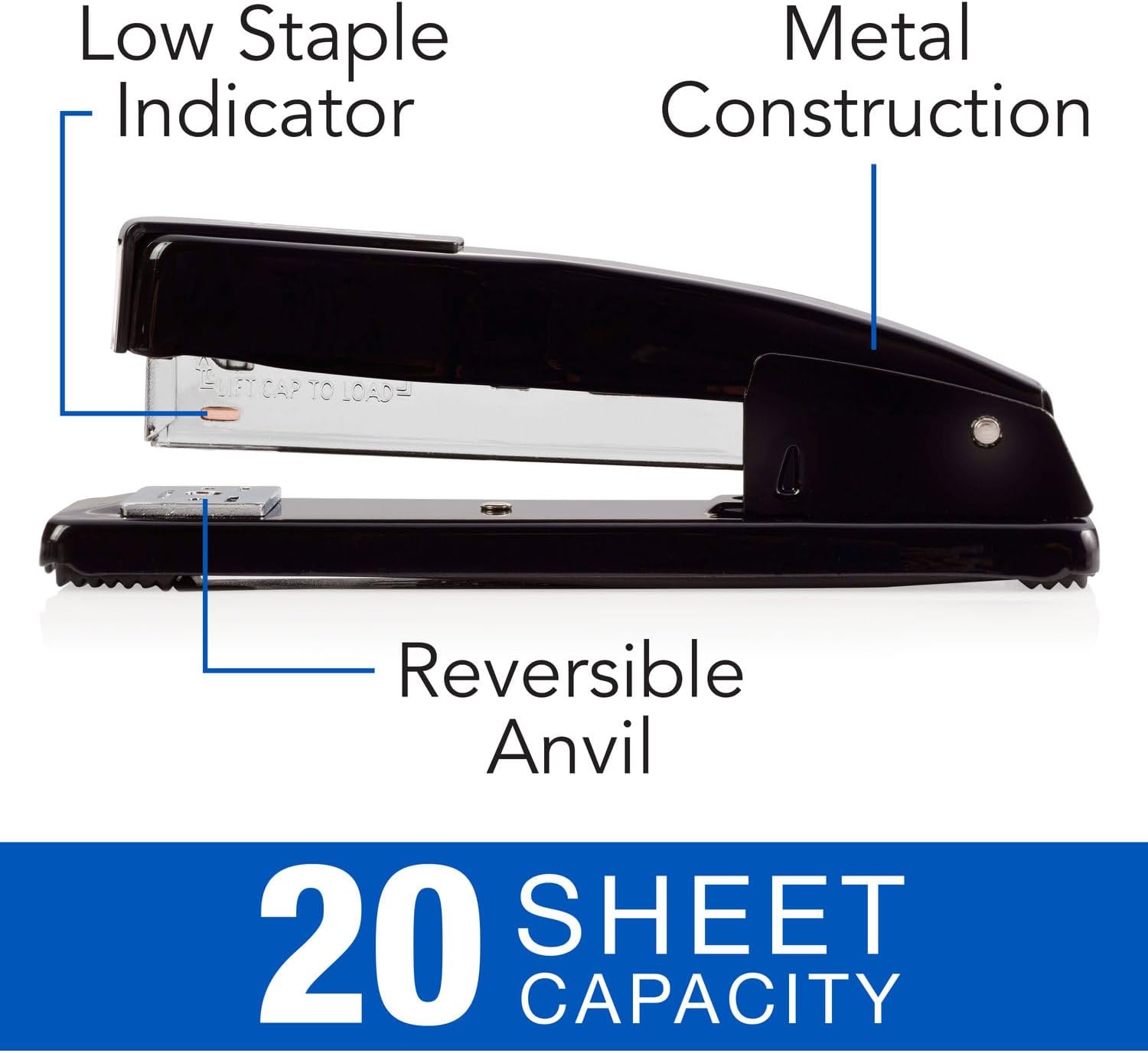Swingline Commercial Stapler, 20 Sheet Capacity, Jam Free, Metal, Black (44401) Pack of 1