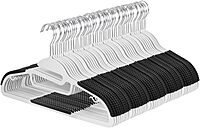 Elama Home 50 Piece Non Slip Hanger with U-Slide in White and Black