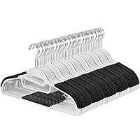 Elama Home 50 Piece Non Slip Hanger with U-Slide in White and Black