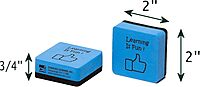 Charles Leonard Mini Whiteboard Erasers, 2in x 2in, Blue/Black, 15 Erasers Per Pack, Set Of 3 Packs