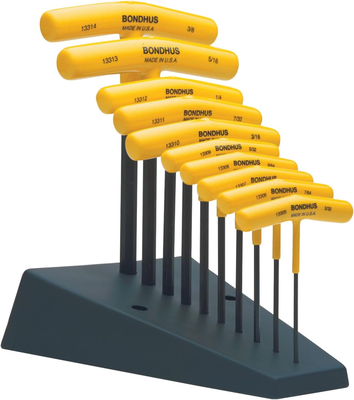 Bondhus 13390 10-Piece T-Handle Hex Key Set (3/32 - 3/8 in) with Stand