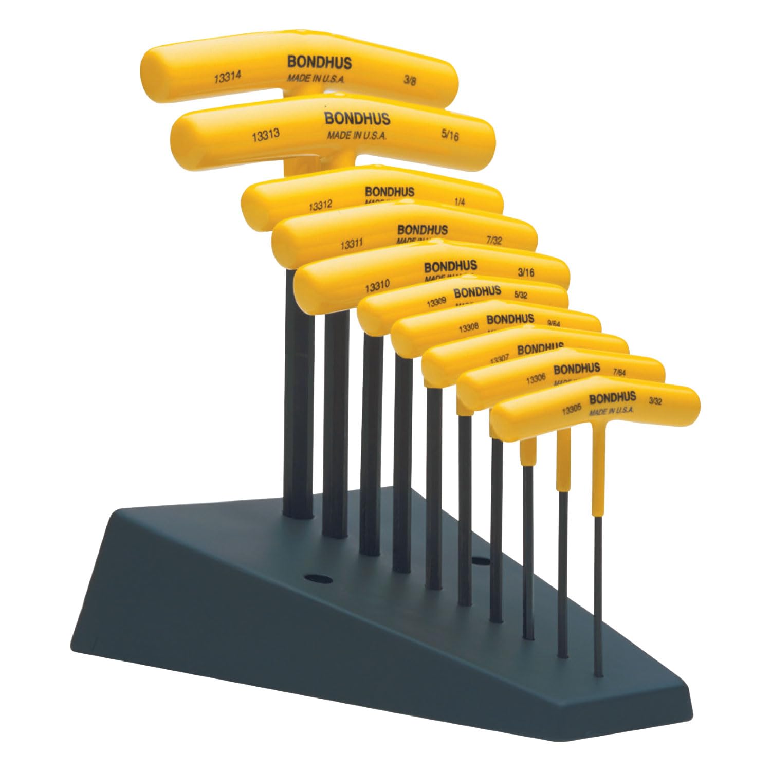 Bondhus 13390 10-Piece T-Handle Hex Key Set (3/32 - 3/8 in) with Stand