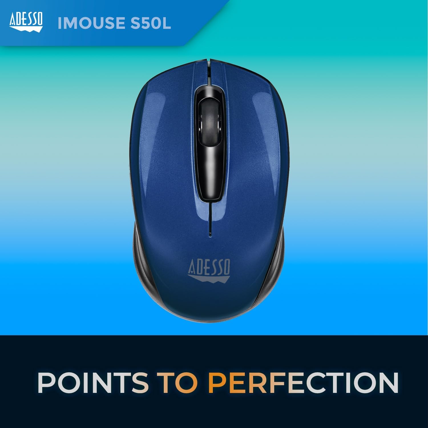 ADESSO iMouse S50 Wireless Mini Mouse - 2.4GHz RF, 1200 DPI