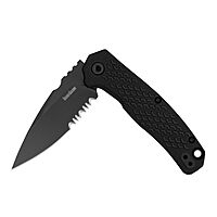 Kershaw Conduit Folding Pocket Knife, 2.9 inch Serrated Blade, Black Spearpoint Blade, Liner Lock, Pocketclip