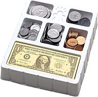 Educational Insights Play Money Coins & Bills Tray, Set of 200 Pieces of Play Money for Classroom or Home