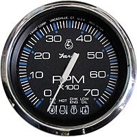 Faria Chesapeake Black SS 4" Tachometer w/Systemcheck Indicator - 7000 RPM (Gas) f/ Johnson / Evinrude Outboard)
