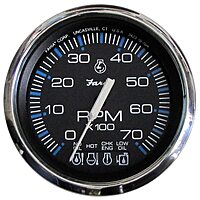 Faria Chesapeake Black SS 4" Tachometer w/Systemcheck Indicator - 7000 RPM (Gas) f/ Johnson / Evinrude Outboard)