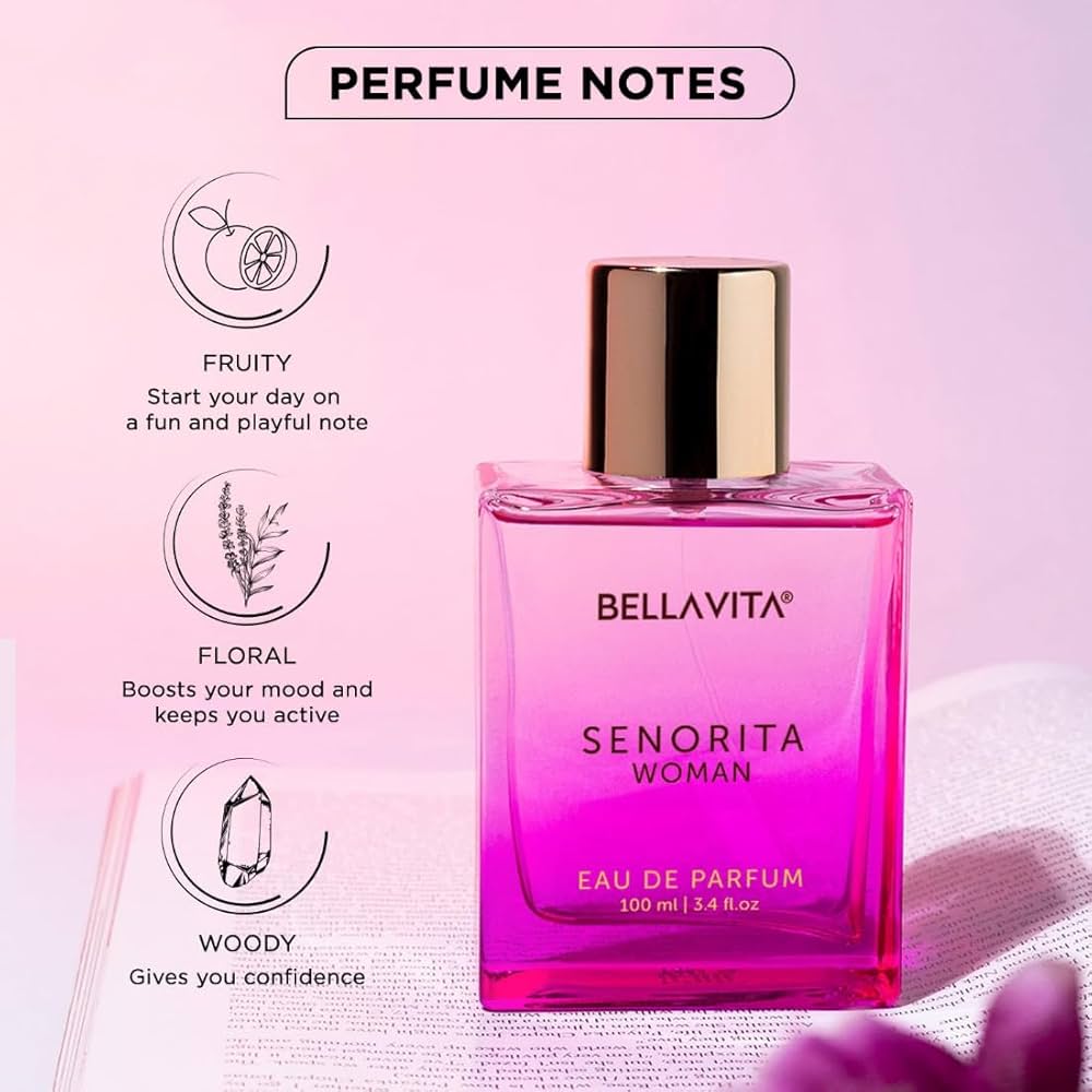 Bella Vita Luxury Senorita Woman Eau De Parfum Perfume with Yuzu, Lotus, Magnolia, Musk|Premium, Long Lasting Floral, Fruity Fragrance for Women 100ML