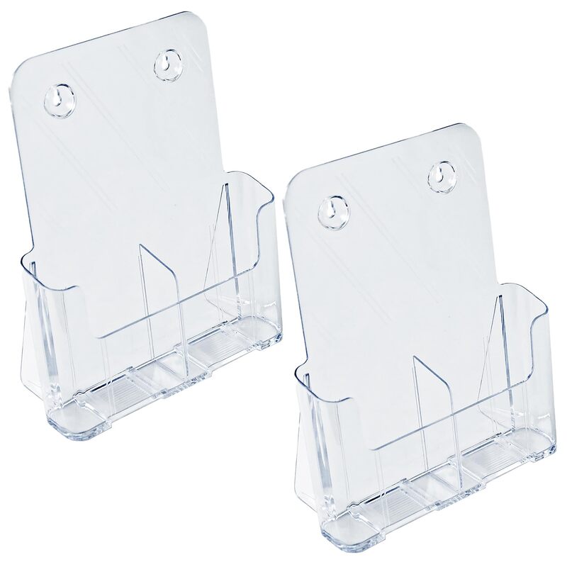 Azar Displays 2-Tier 2-Pocket Plastic Brochure Holder, Letter Size, 11-1/4inH x 9-1/4inW x 5inD, Clear