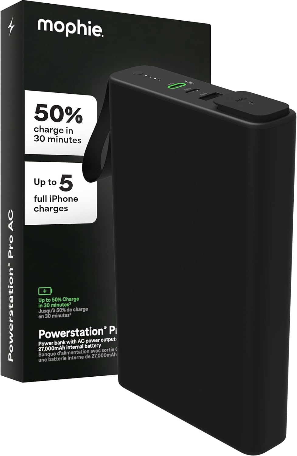 mophie powerstation pro AC (2023) - 27,000 mAh External Battery Compatible with MacBook & iPad, 100W AC, 60W USB-C PD
