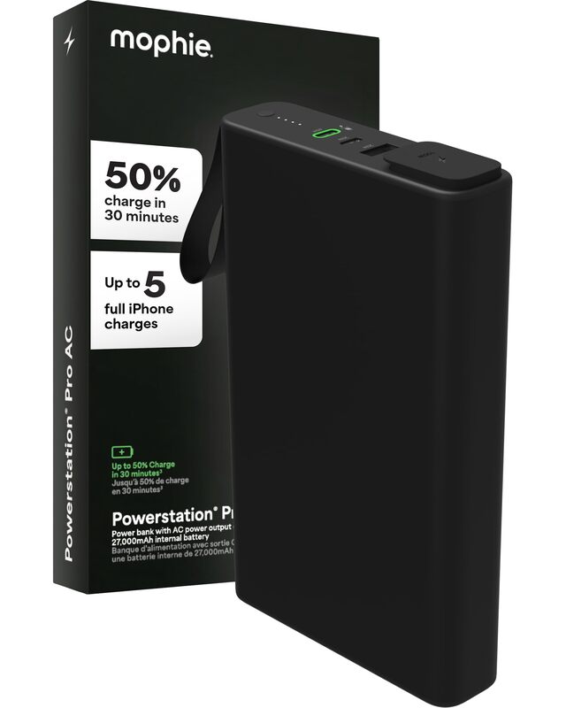 mophie powerstation pro AC (2023) - 27,000 mAh External Battery Compatible with MacBook & iPad, 100W AC, 60W USB-C PD