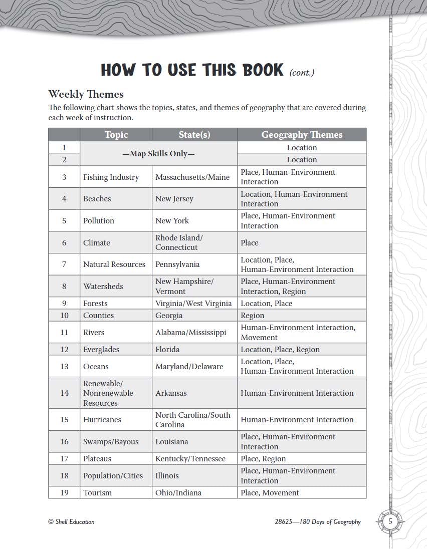 180 Days™: Social Studies, Geography for 4th Grade Practice Workbook for Classroom and Home