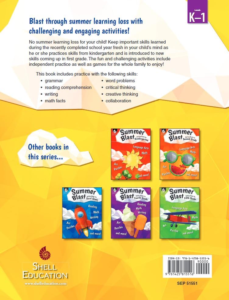 Summer Blast: Getting Ready for First Grade – Full-Color Workbook for Kids Ages 5-7 - Reading, Writing, Art