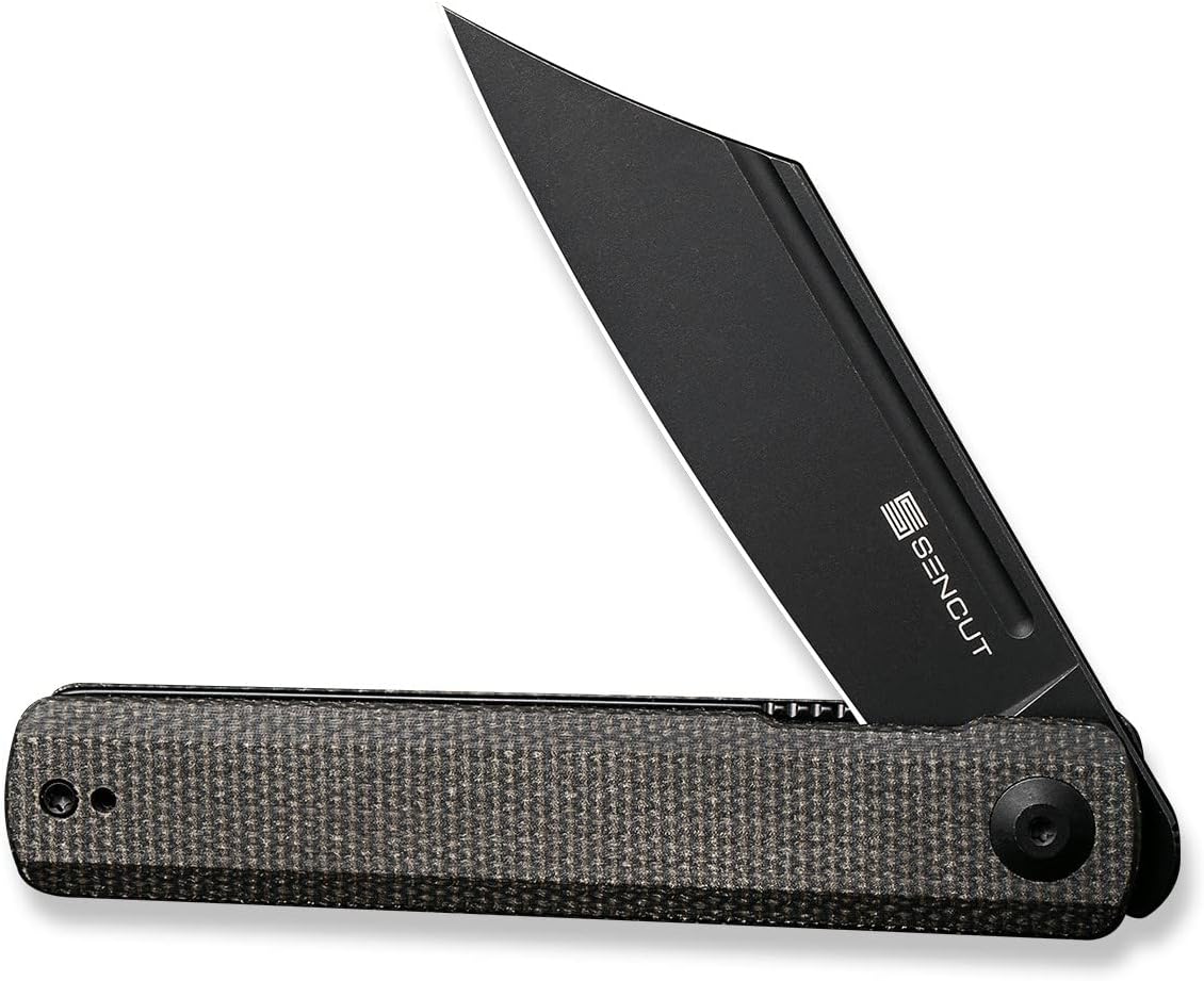SENCUT Bronte Folding Pocket Knife with Front Flipper, 3.38 Inch 9Cr18MoV Reverse Tanto Blade