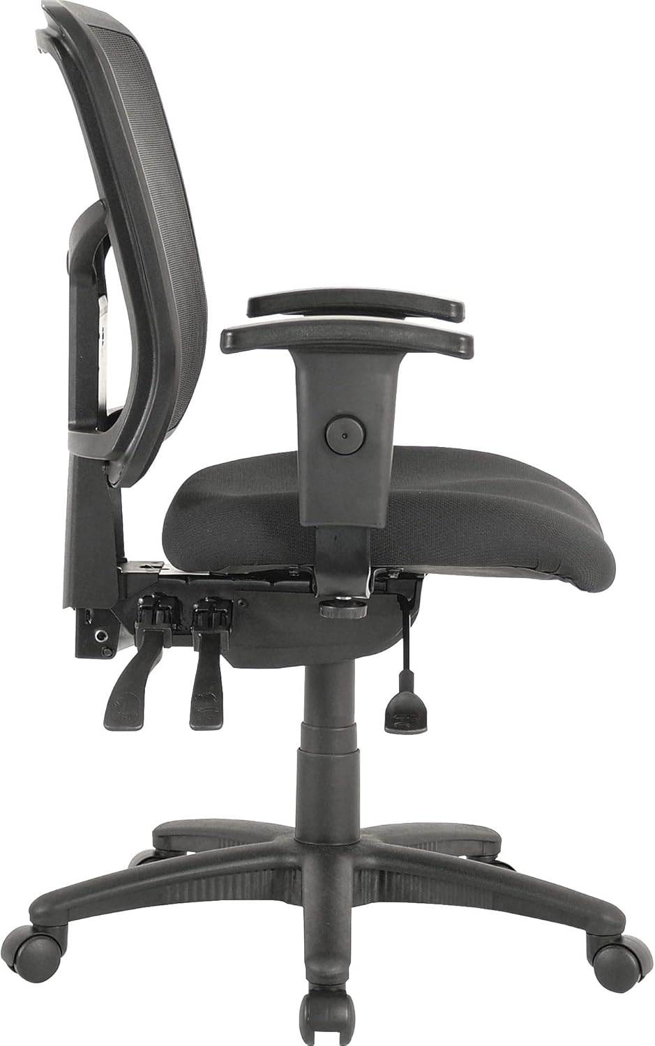 Lorell, LLR86201, ErgoMesh Series Managerial Mid-Back Chair Black Mesh Back/ Black Fabric Seat