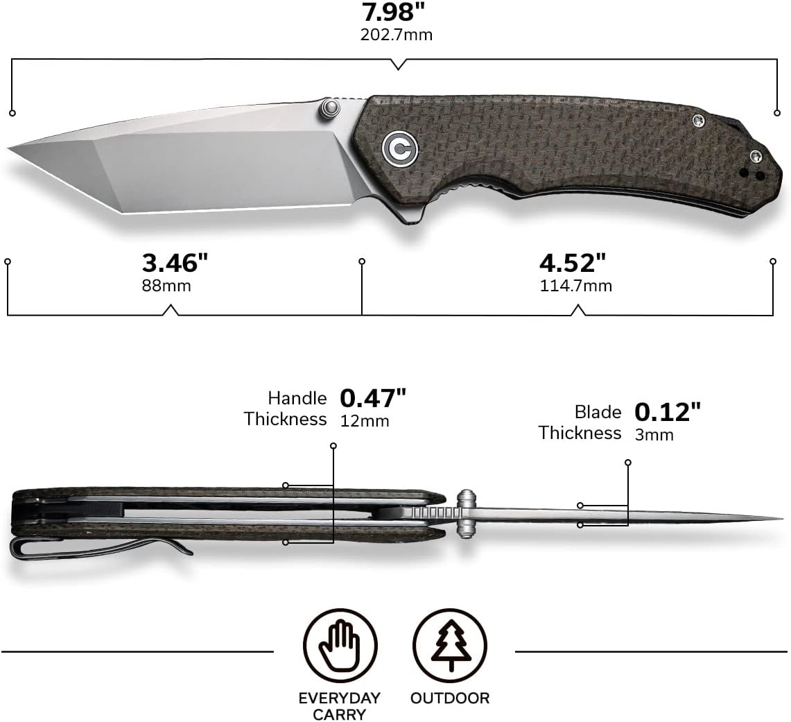 CIVIVI Brazen Folding Pocket Knife D2 Tanto Blade