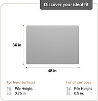 Anji Mountain Rug'd Office Chair Mat for Carpet & Hardwood Floor - Jacquard Woven Top, Anti-Slip Backing, Low Pile