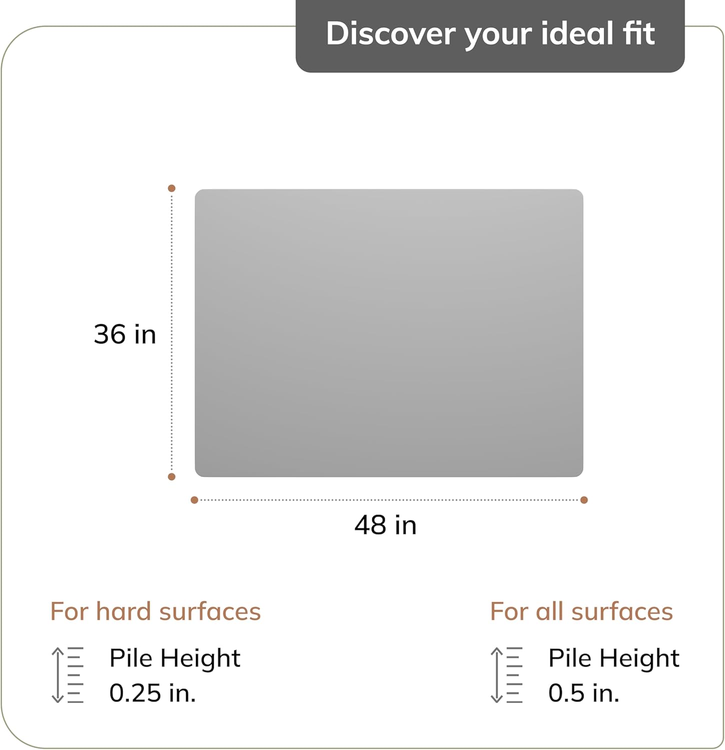 Anji Mountain Rug'd Office Chair Mat for Carpet & Hardwood Floor - Jacquard Woven Top, Anti-Slip Backing, Low Pile