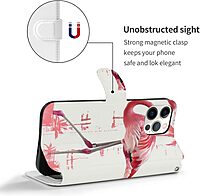 Flamingo Print Printed Wallet Case for iPhone 12 Pro Max- 6.7 Inch with Card Holder
