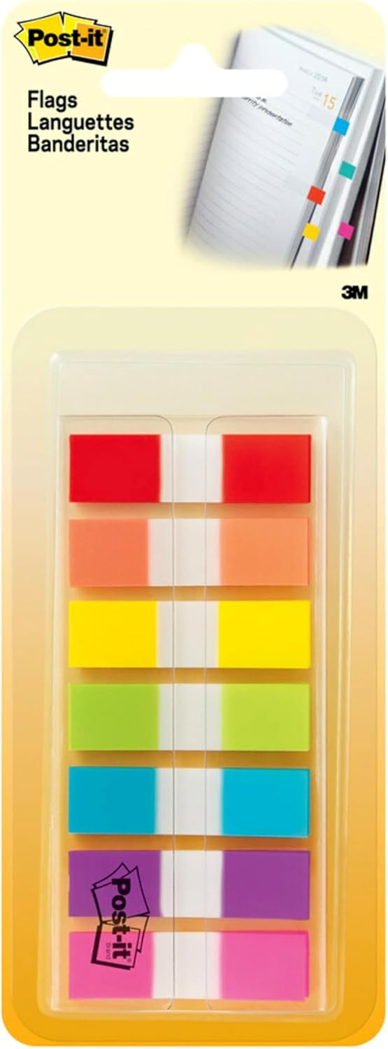 Post-it 1/2" Wide Flags in On-the-Go Dispenser – 190 Assorted Color Flags for Page Marking and Highlighting