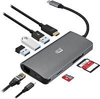 USB C Docking Station Multiport Adapter Type C Hub HDMI Support 4K, RJ45 Ethernet Port, 100W PD Charging, 3*USB, SD/TF Card Reader (TAA Compliant)