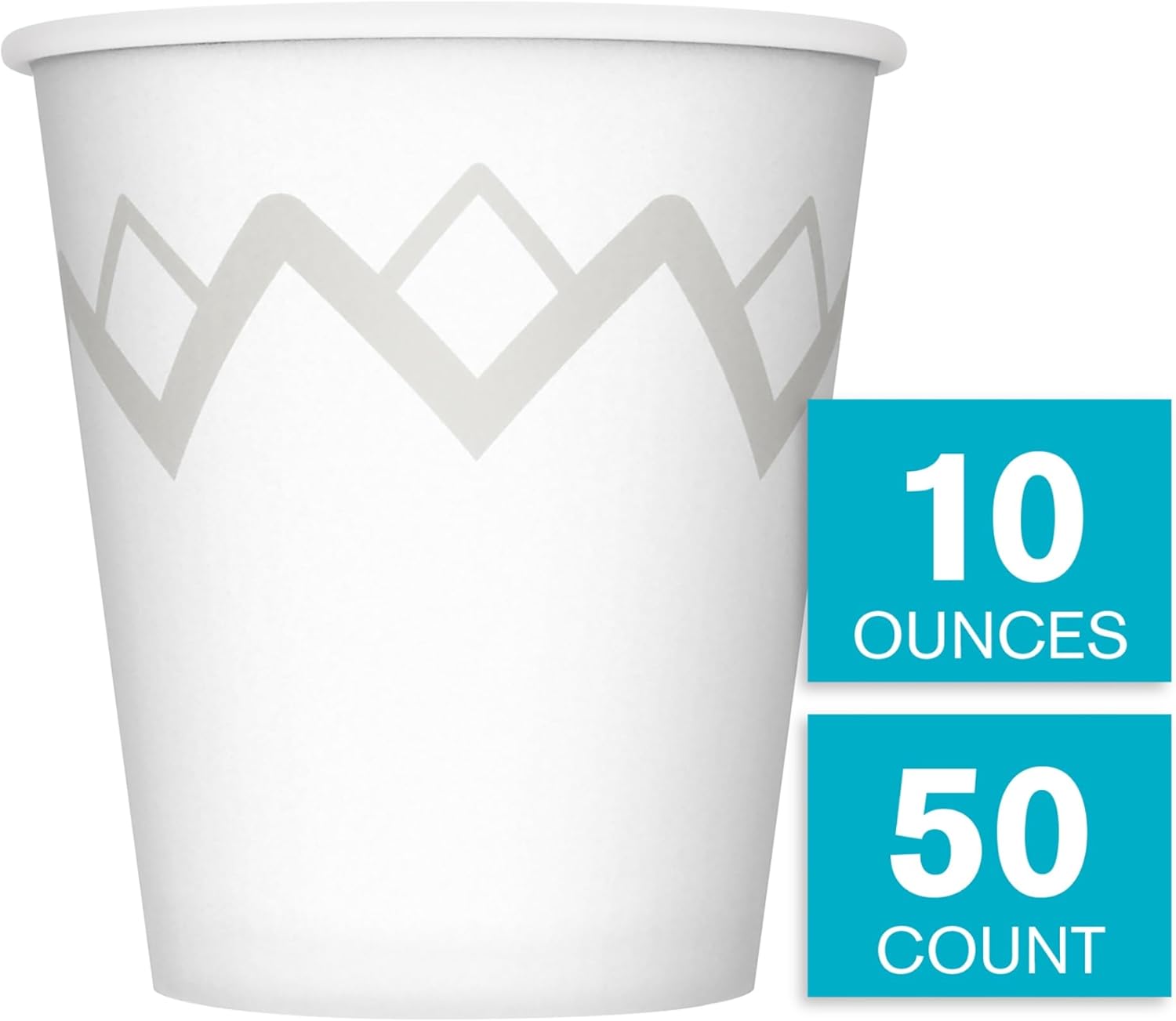 Highmark Paper Hot Cups, 10 Oz, Printed White, Pack Of 50