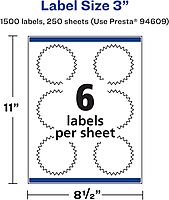 Avery Matte White Starburst Labels, Sure Feed Technology, 3"