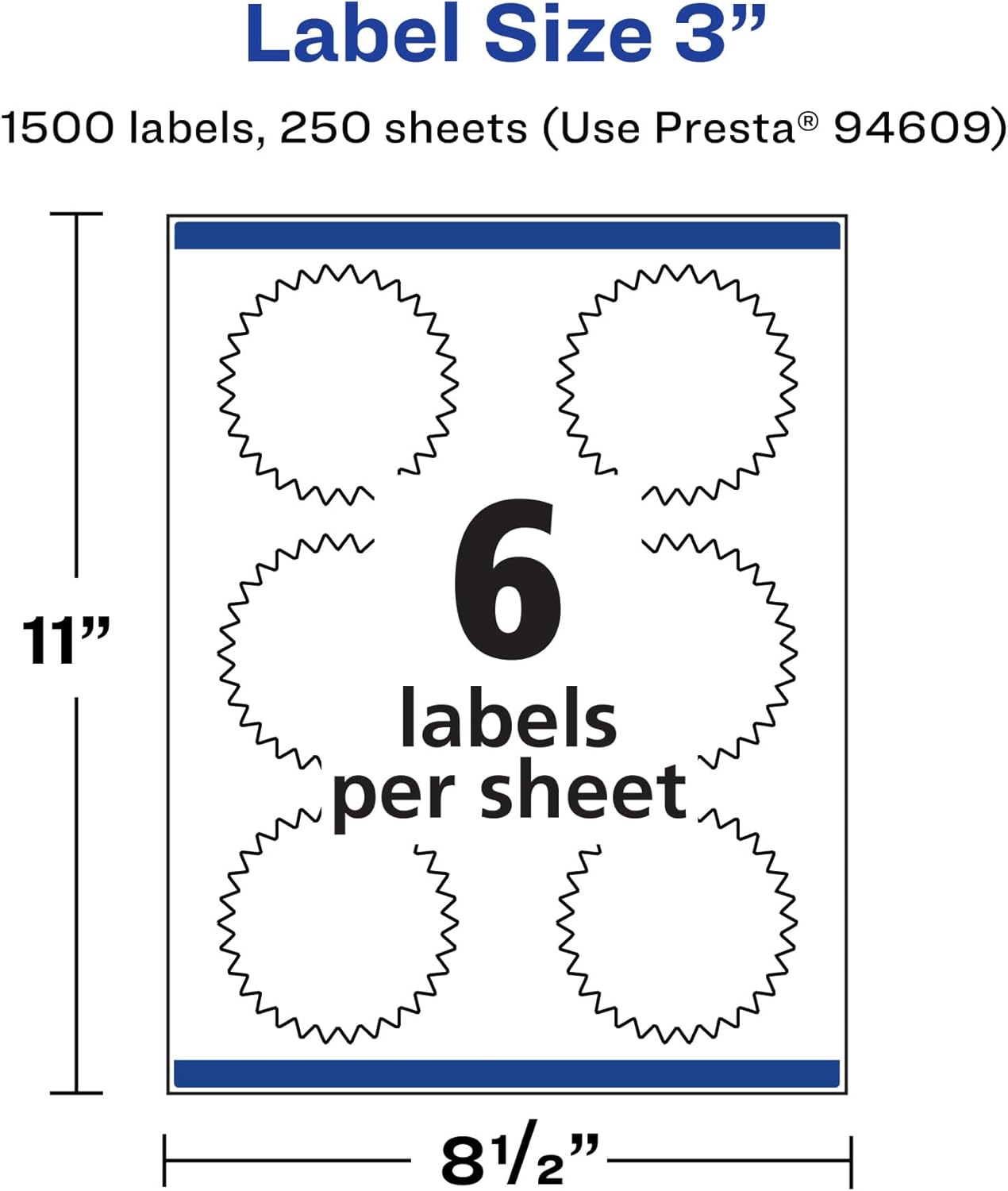 Avery Matte White Starburst Labels, Sure Feed Technology, 3"