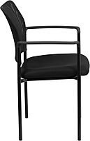 Flash Furniture Jana Comfort Black Mesh Stackable Steel Side Chair with Nylon Arms and Built-In Lumbar Support Contemporary