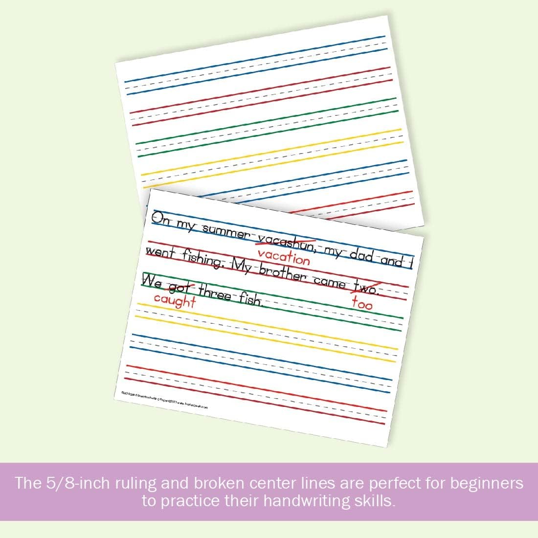Barker Creek Raised Line Handwriting Paper with Color-Coded Raised Rules, 8.5 x 11