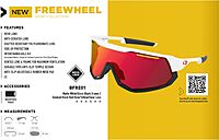 Bobster® Freewheel Cycling Sunglass, Matte White/Gloss Black Frame, Smoke Black Red Revo, Yellow & Clear Lens
