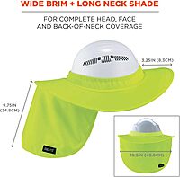 Ergodyne Chill-Its 6660 Attachable Hard Hat Brim with Neck Shade, Lime (Pack of 3)