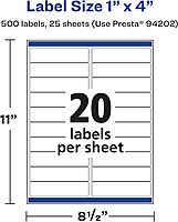 Avery Durable Waterproof Rectangle Labels with Sure Feed Technology, 1" x 4"