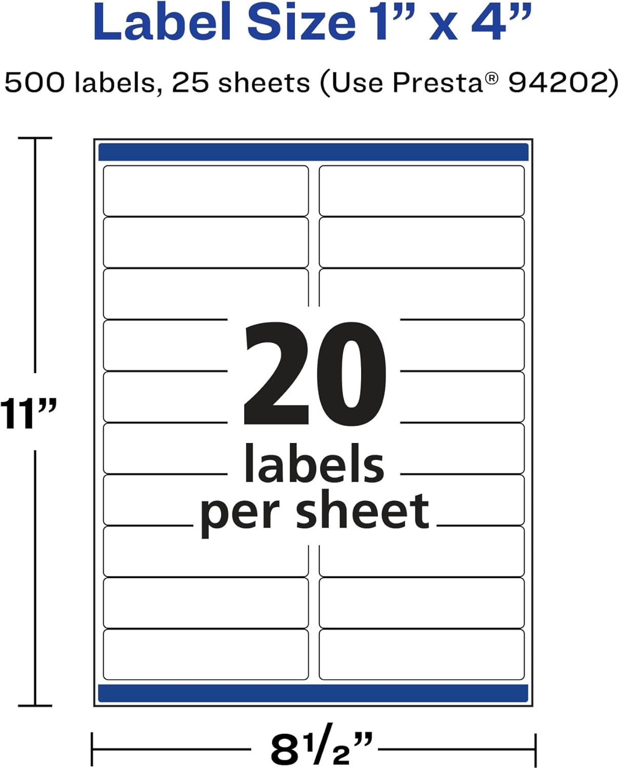 AVERY Matte White Rectangle Labels, Sure Feed Technology, 1" x 4"