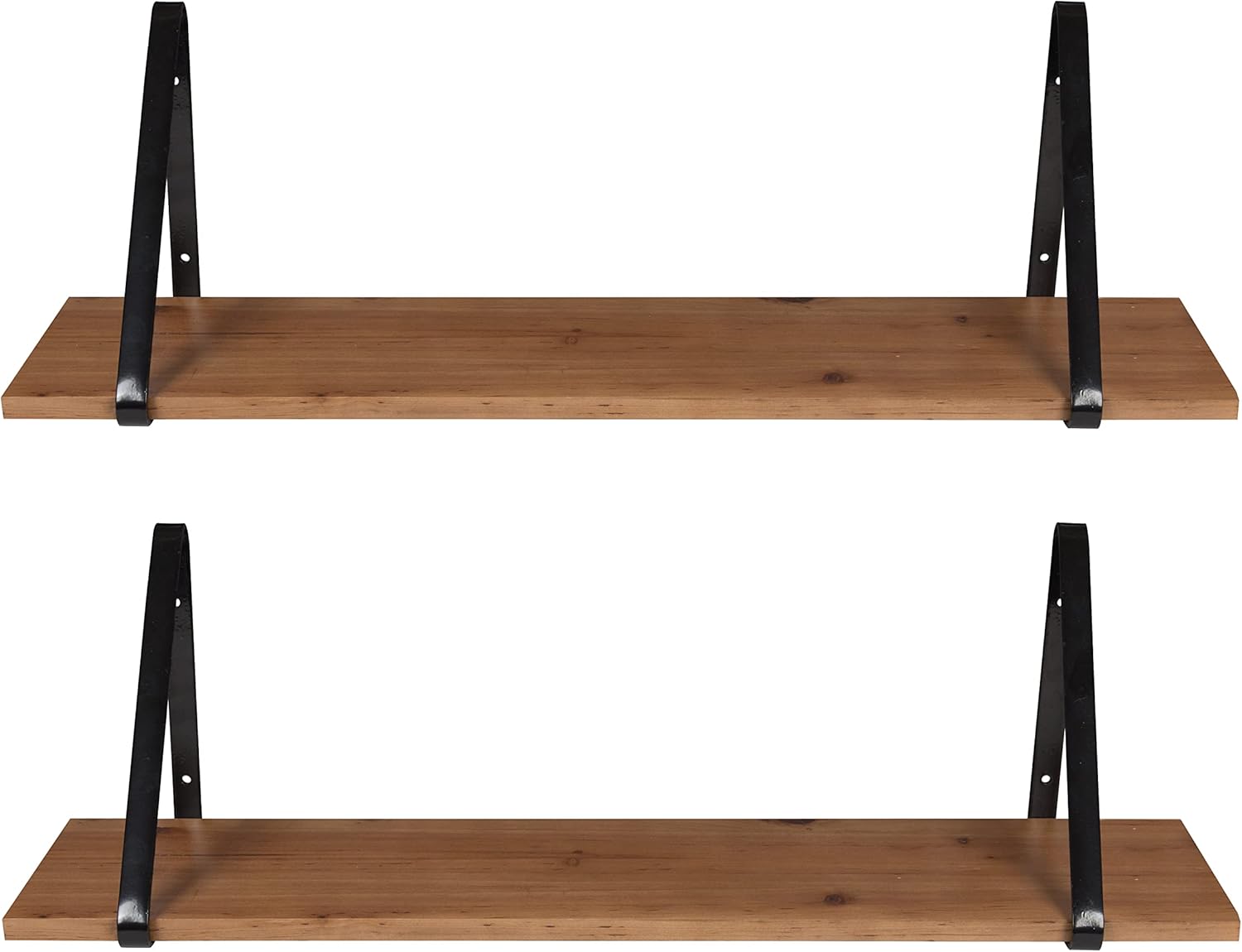 KATE AND LAUREL Soloman Wooden Floating Shelves with Metal Brackets