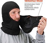Ergodyne N-Ferno 6970 Balaclava with Detachable Heat Exchanger Face Mask, Winter Ski Mask, Black