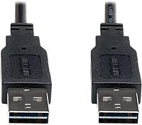 Tripp Lite Universal Reversible USB 2.0 Hi-Speed Cable (Reversible A to A) - 3 ft - UR020-003, Black